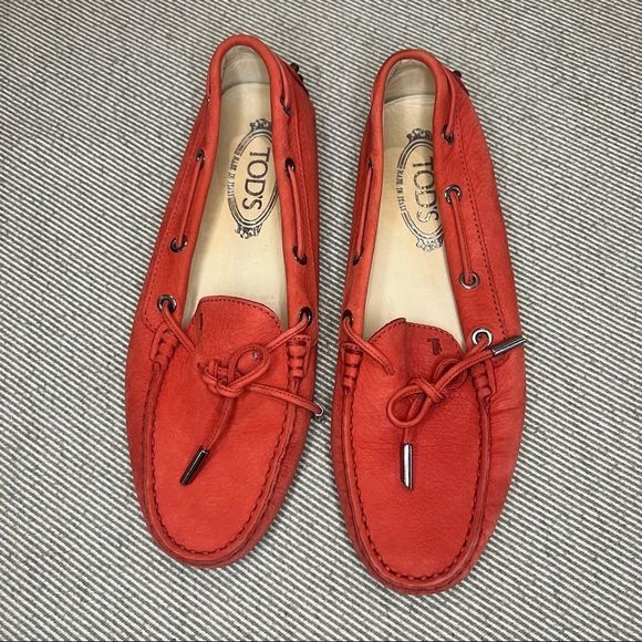 TOD’S Women’s Gommino Driving Shoes Rust Orange Size 38 - Picture 4 of 10